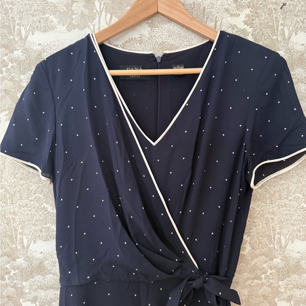 Vintage 100% Silk Dana Buchman Navy Maxi Dress - Picture 2 of 6